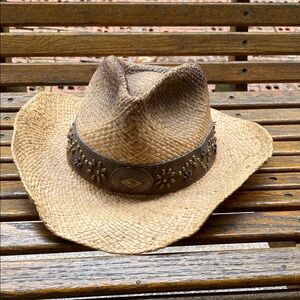 Peter Grimm Tan Straw Cowboy Hat with Floral Band XL western cap